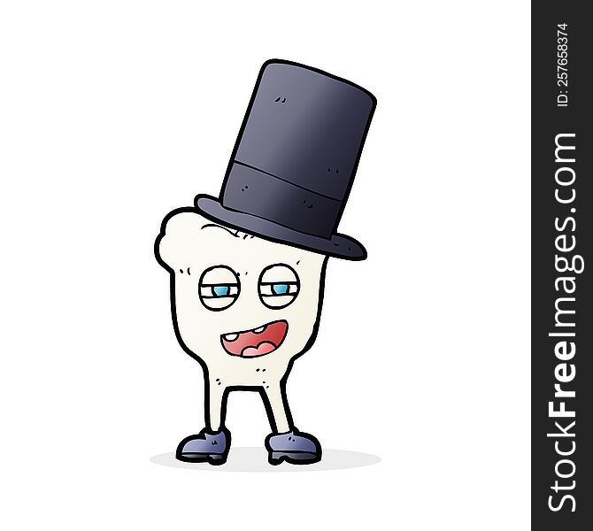cartoon tooth with top hat