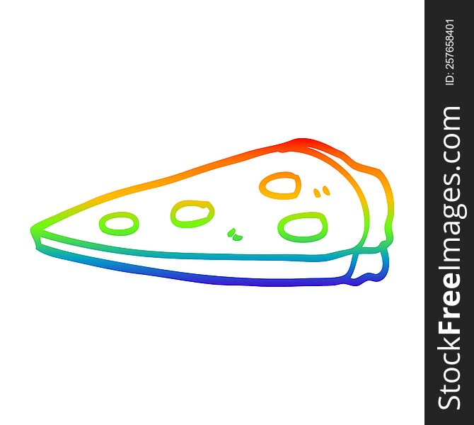 Rainbow Gradient Line Drawing Cartoon Pizza