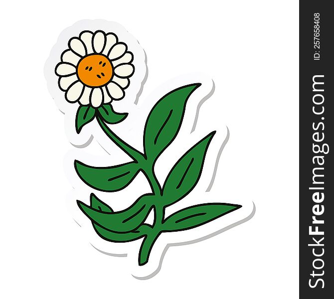 sticker of a quirky hand drawn cartoon daisy flower