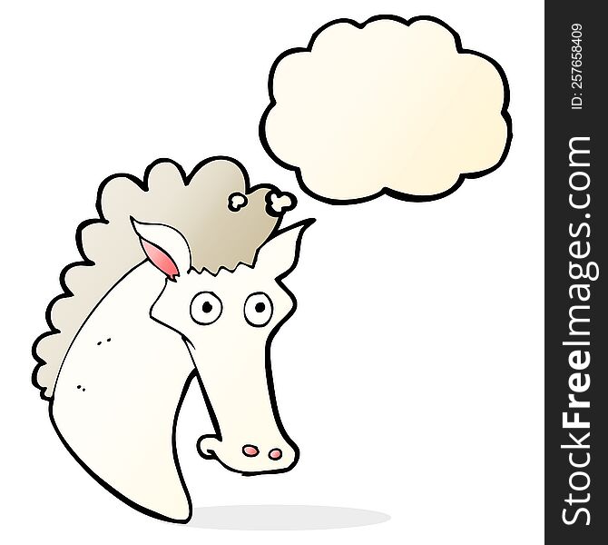 cartoon horse head with thought bubble