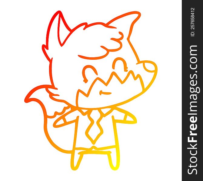 Warm Gradient Line Drawing Cartoon Happy Fox