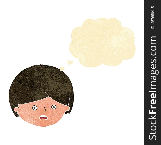 cartoon unhappy boy  with thought bubble