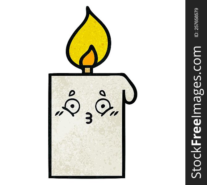 retro grunge texture cartoon of a lit candle