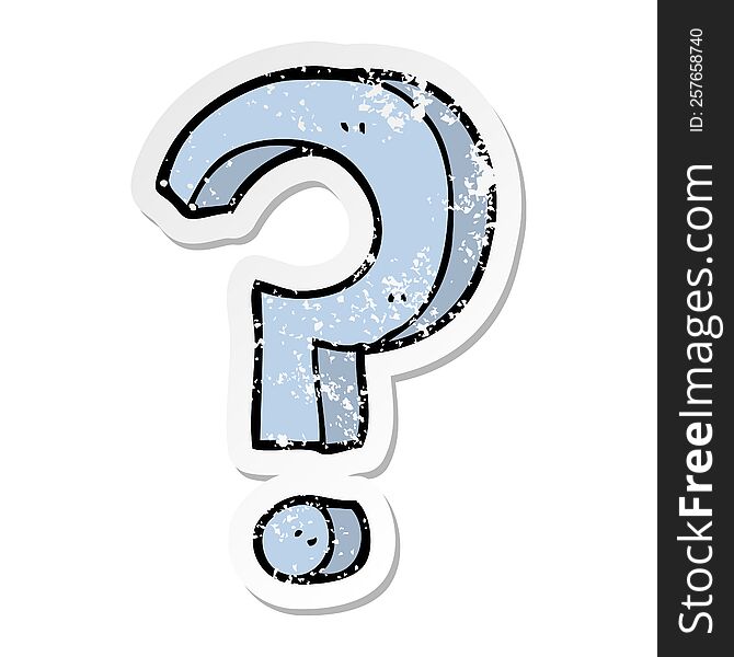 distressed sticker of a cartoon question mark