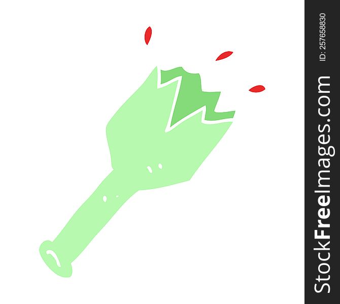 Flat Color Illustration Cartoon  Smashed Glass Bottle