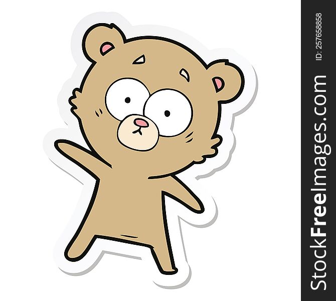 Sticker Of A Surprised Bear Cartoon