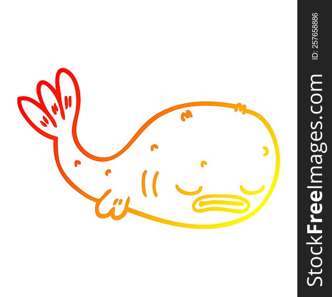 Warm Gradient Line Drawing Cartoon Fish