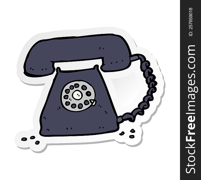 sticker of a cartoon retro telephone