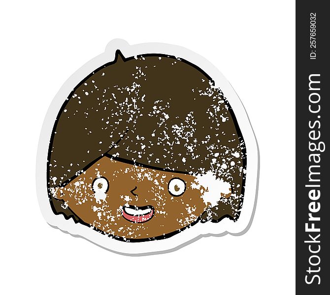 Retro Distressed Sticker Of A Cartoon Happy Face
