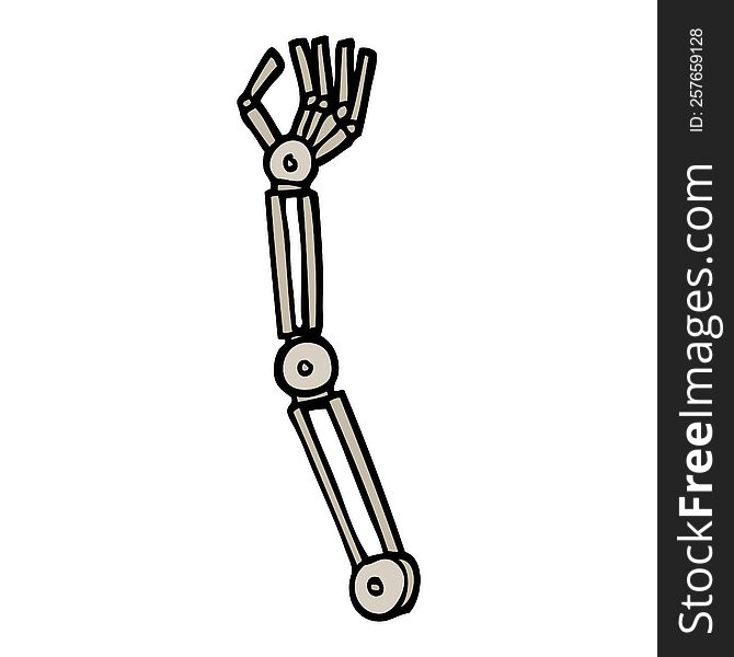 hand drawn doodle style cartoon robotic arm