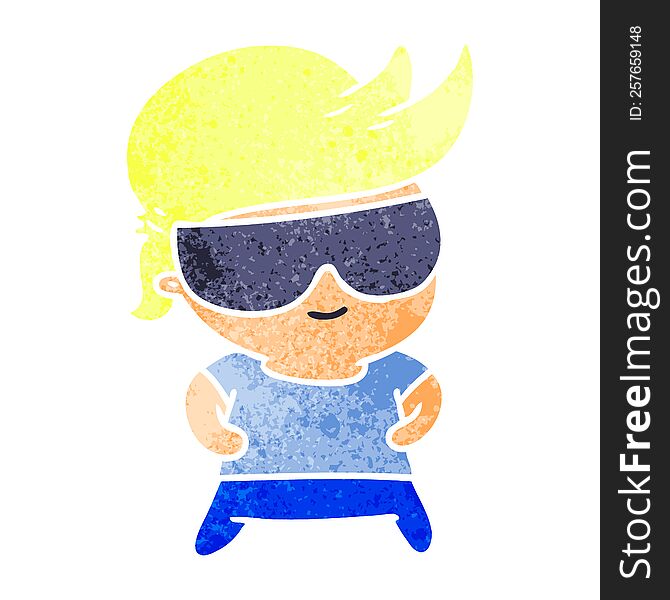 Retro Cartoon Kawaii Kid With Shades