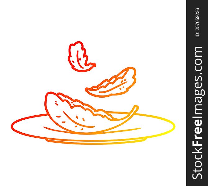 warm gradient line drawing of a cartoon salad leaves