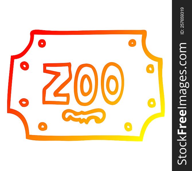 warm gradient line drawing of a cartoon zoo sign