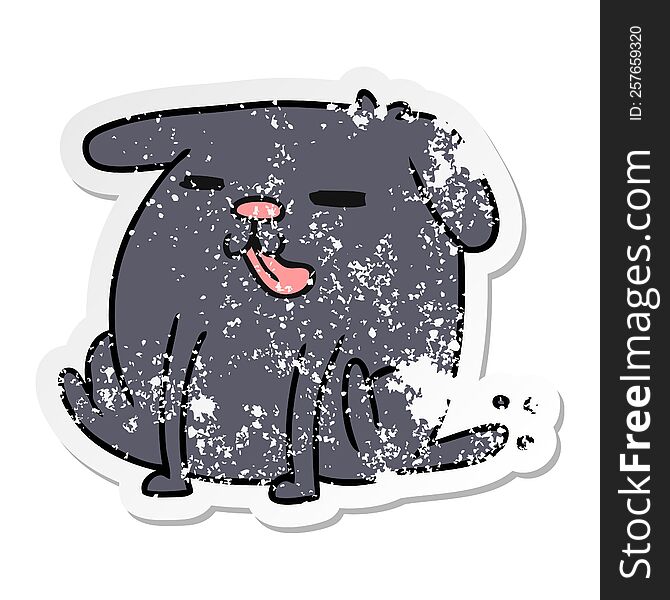 distressed sticker cartoon illustration kawaii of a cute dog. distressed sticker cartoon illustration kawaii of a cute dog