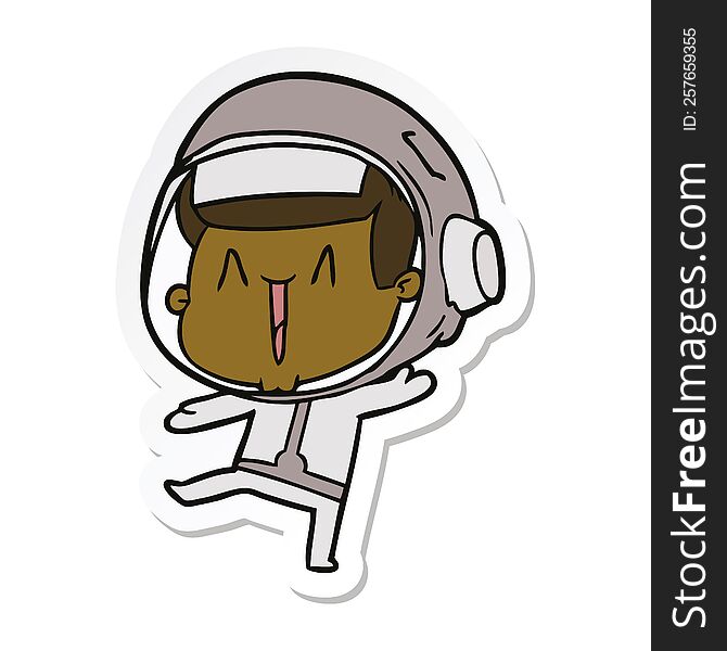 sticker of a dancing cartoon astronaut