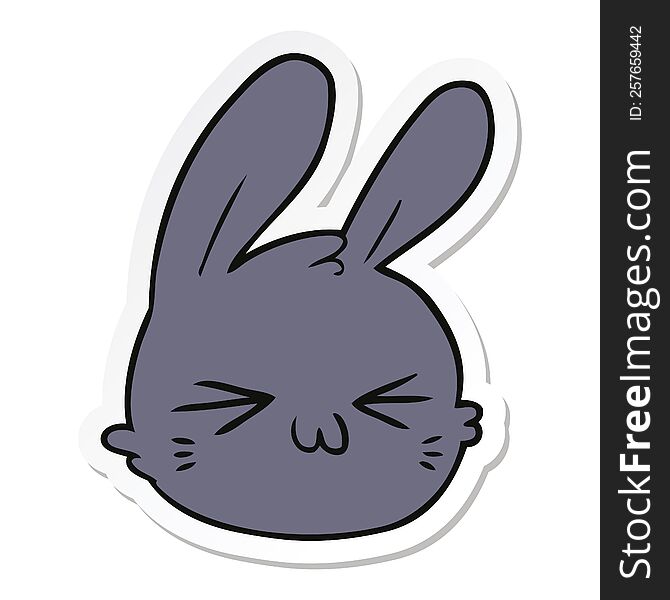 Sticker Of A Cartoon Rabbit Face