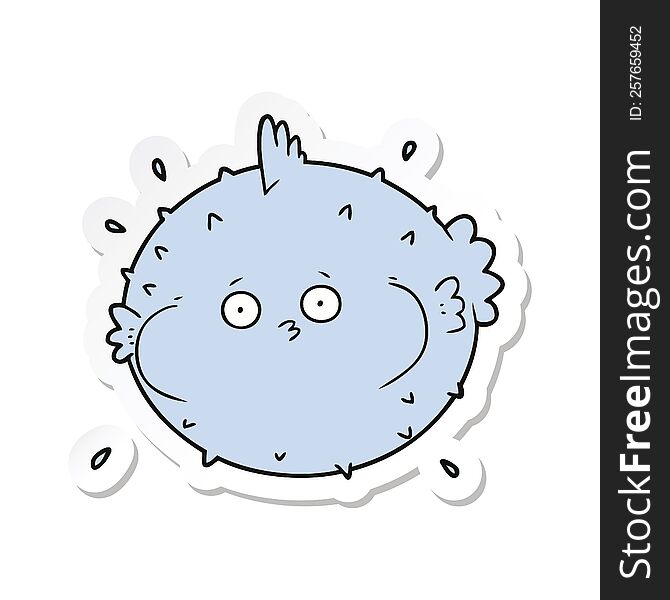 sticker of a cartoon puffer fish