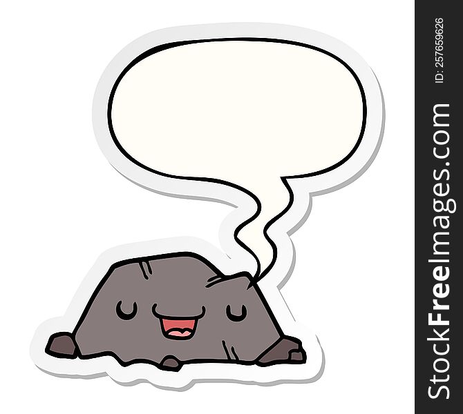 Cartoon Rock And Speech Bubble Sticker