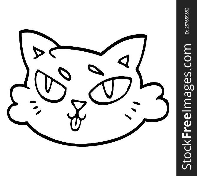 line drawing cartoon of a cats face