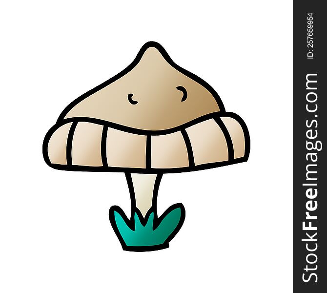 hand drawn gradient cartoon doodle of a single mushroom