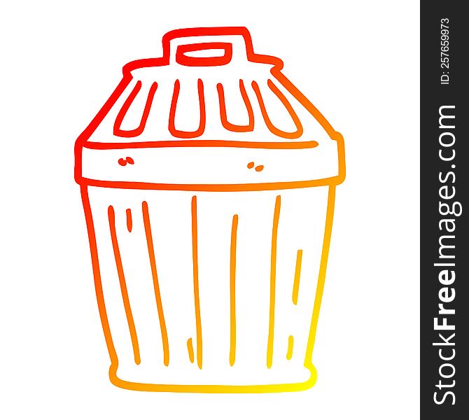 warm gradient line drawing of a cartoon waste bin