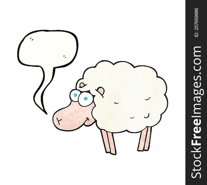 Funny Speech Bubble Textured Cartoon Sheep