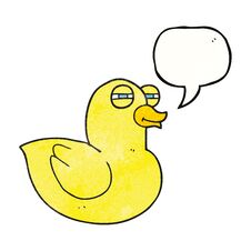 Speech Bubble Textured Cartoon Funny Rubber Duck Royalty Free Stock Photo