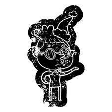 Cartoon Distressed Icon Of A Woman Wearing Glasses Wearing Santa Hat Royalty Free Stock Images Cartoon Distressed Icon Of A Woman Wearing Glasses Wearing Santa Hat Royalty Free Stock Images