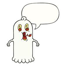 Cartoon Ghost And Flaming Eyes And Speech Bubble Stock Photo