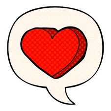 Cartoon Love Heart And Speech Bubble In Comic Book Style Stock Photo