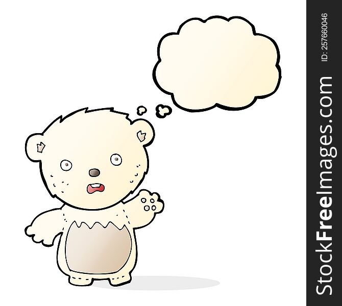 Cartoon Worried Polar Bear With Thought Bubble