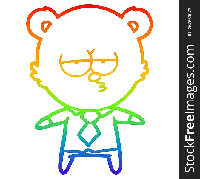 Rainbow Gradient Line Drawing Bear Boss Cartoon