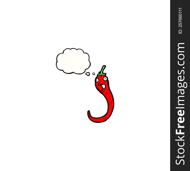 cartoon chili pepper with thought bubble