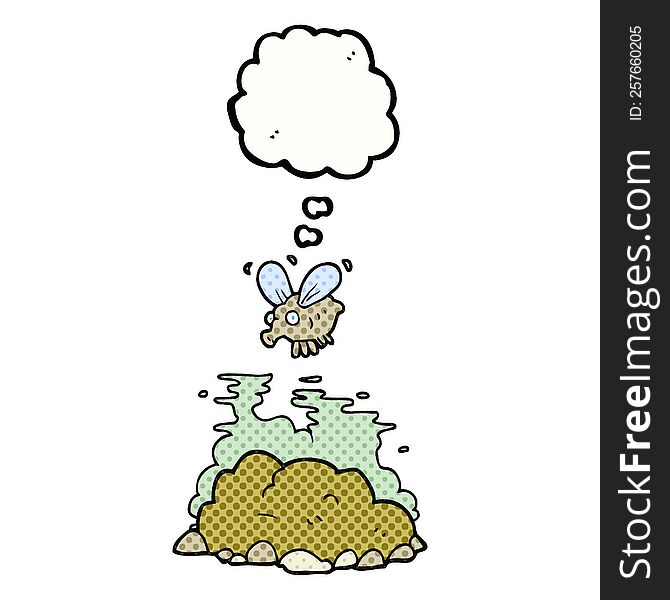 Thought Bubble Cartoon Fly And Manure