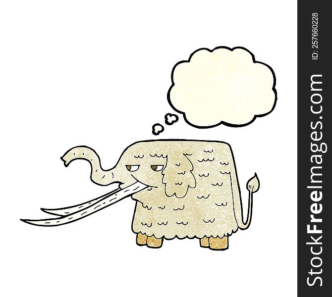 cartoon woolly mammoth with thought bubble