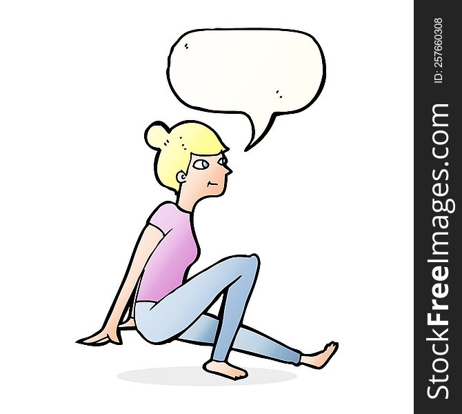 Cartoon Woman Sitting With Speech Bubble