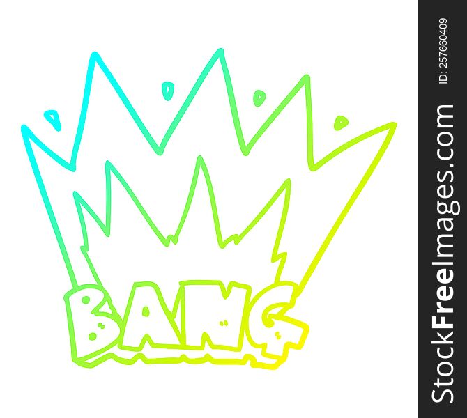 cold gradient line drawing of a cartoon bang sign