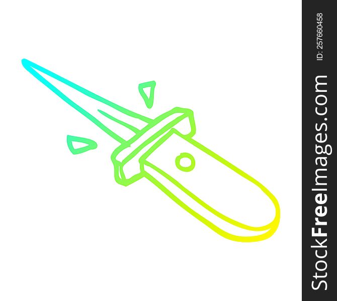 cold gradient line drawing of a cartoon flick knife