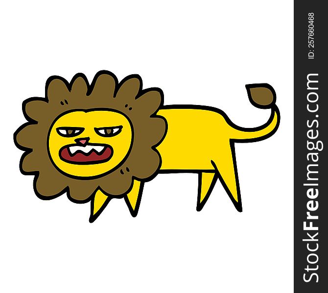 Hand Drawn Doodle Style Cartoon Angry Lion