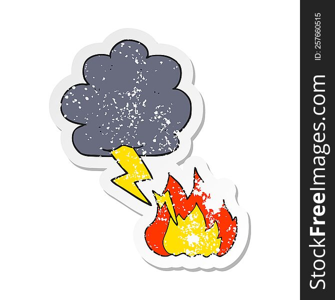 retro distressed sticker of a cartoon lightning strike