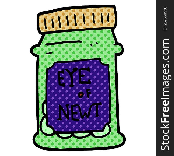 cartoon doodle eye of newt bottle