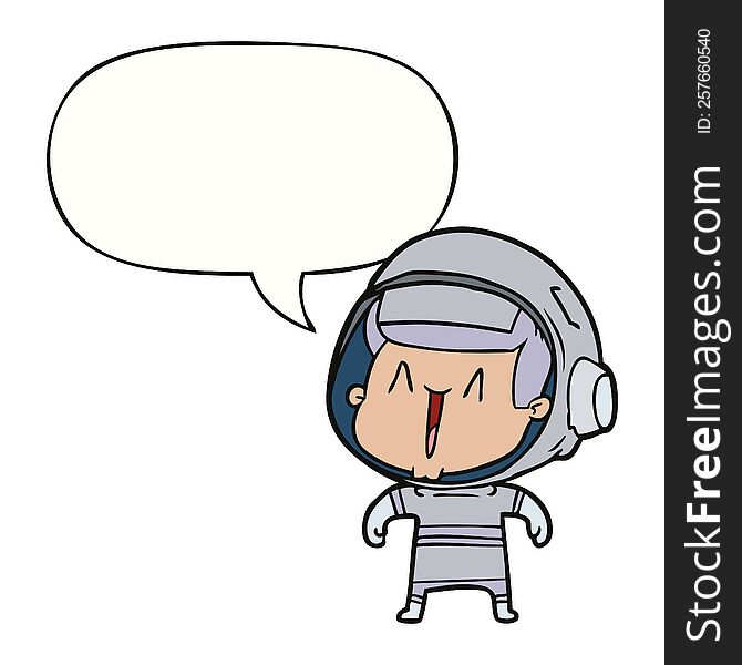 Cartoon Astronaut Man And Speech Bubble