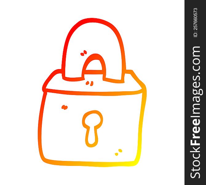 warm gradient line drawing cartoon locked padlock