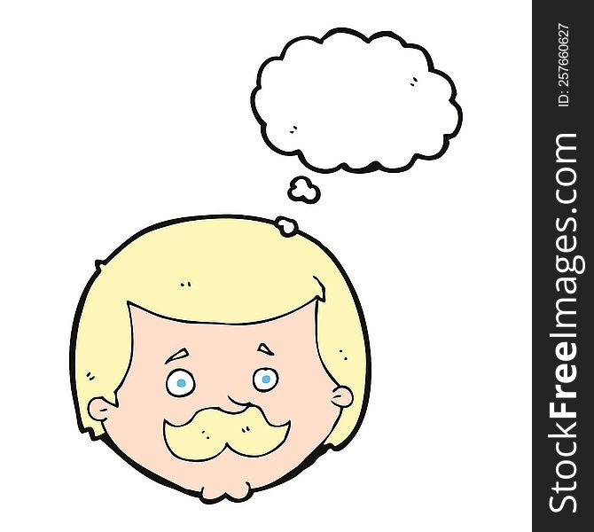 Cartoon Man With Mustache With Thought Bubble