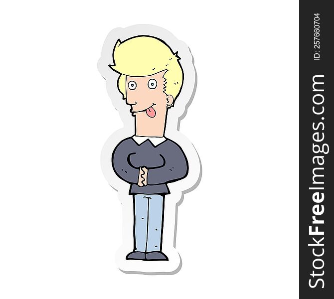Sticker Of A Cartoon Man Sticking Out Tongue