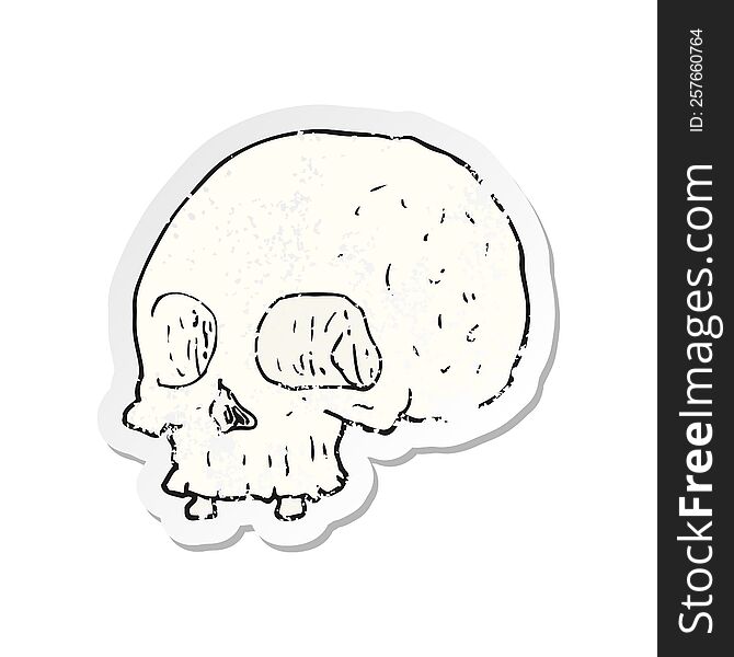 Retro Distressed Sticker Of A Cartoon Old Skull