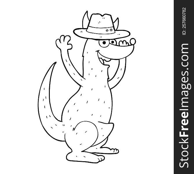 black and white cartoon kangaroo