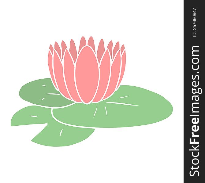 flat color style cartoon water lily