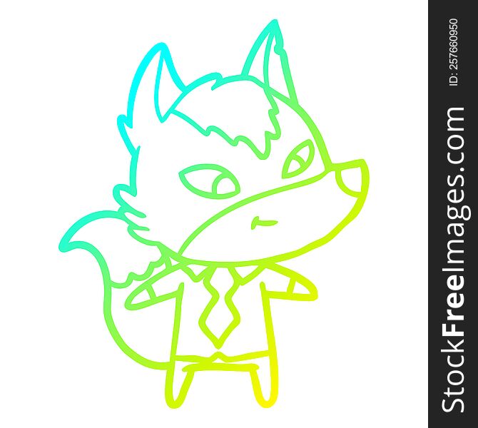 cold gradient line drawing friendly cartoon wolf manager