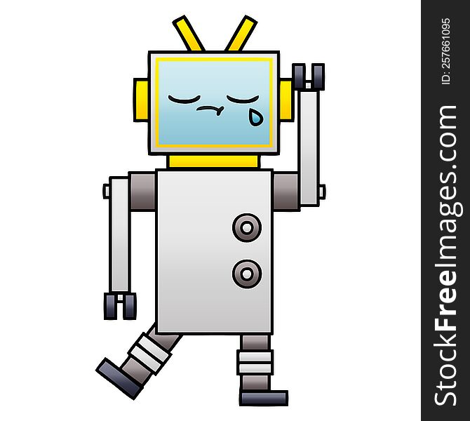 Gradient Shaded Cartoon Crying Robot